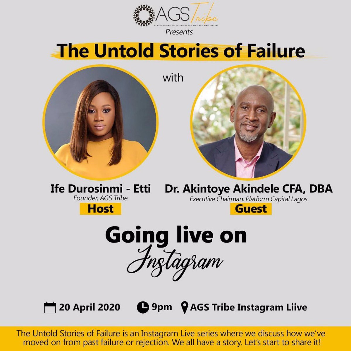 drakintoyeCFA's tweet photo. One hour to go. Come online and hear me share stories of failure that have propelled me to success. https://t.co/FwPF7o4uQg