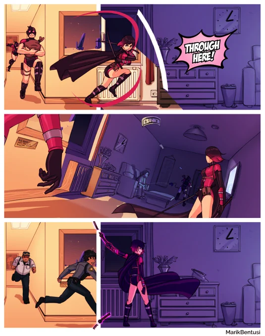 Dark Gwenpool slices through a panel. 