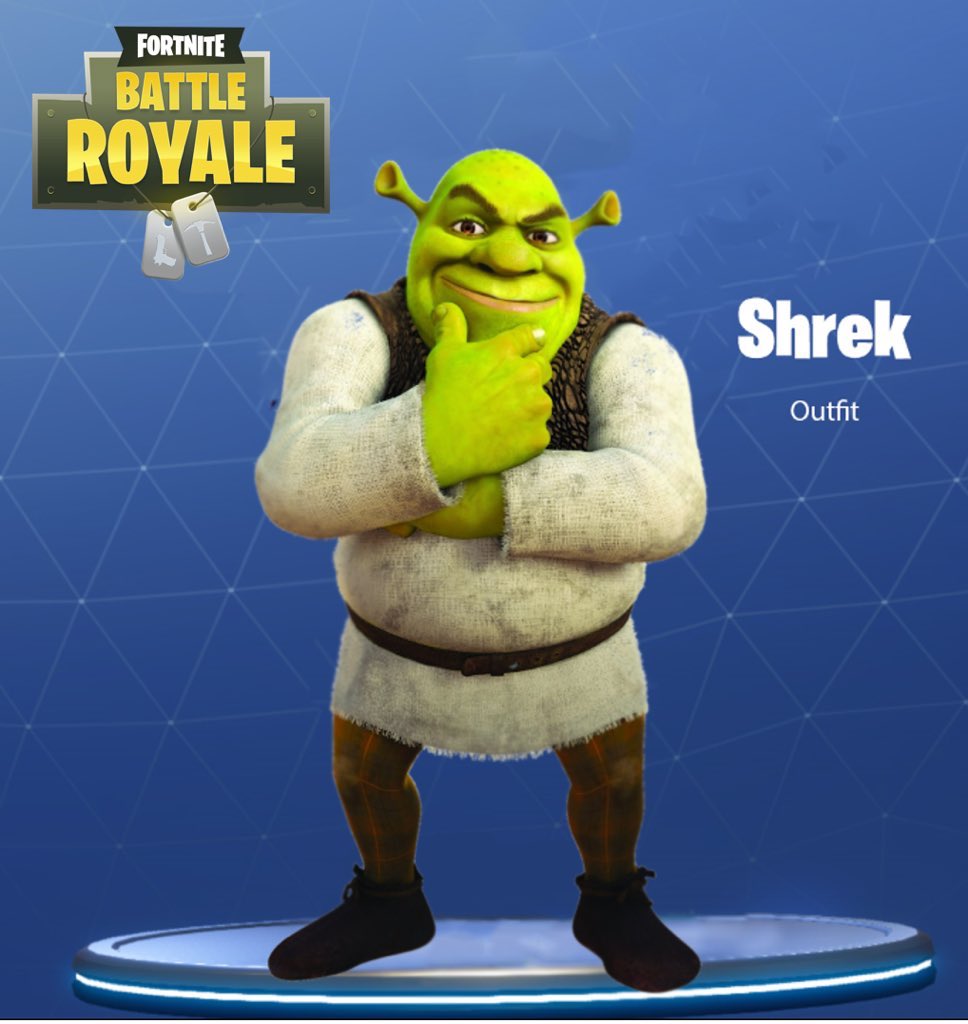 Shrek in fortnite doing a t-pose