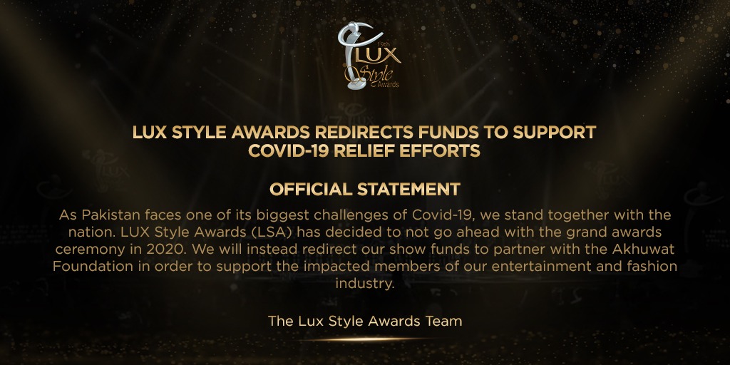 As Pakistan faces one of its biggest challenges of Covid-19 LUX Style Awards has decided not to go ahead with its awards ceremony in 2020, instead it will redirect funds to support Covid-19 Relief Efforts.

For more: luxstyle.pk 
#LSA2020 #StaySafe #StayStrong
