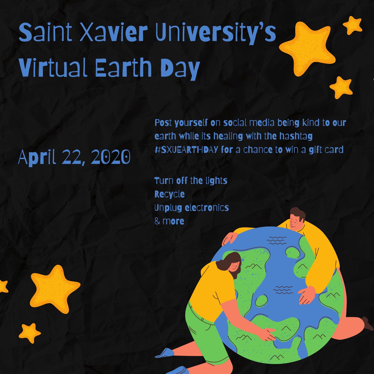 SXURABRIA's tweet photo. This Wednesday be sure to do your part and participate in SXU’s Virtual Earth Day. There will be a $20 gift card for whoever follows these steps and gets noticed by me ! #SXU #SXUUPPERCLASSMAN https://t.co/hJrUSTFWgh