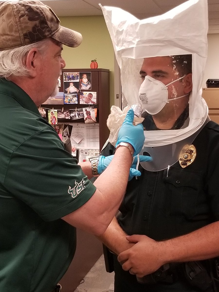 Thanks to USF Environmental Health &amp; Safety for fitting our officers for N-95 masks.

We are all working together to flatten the curve so we can return to some form of normalcy.