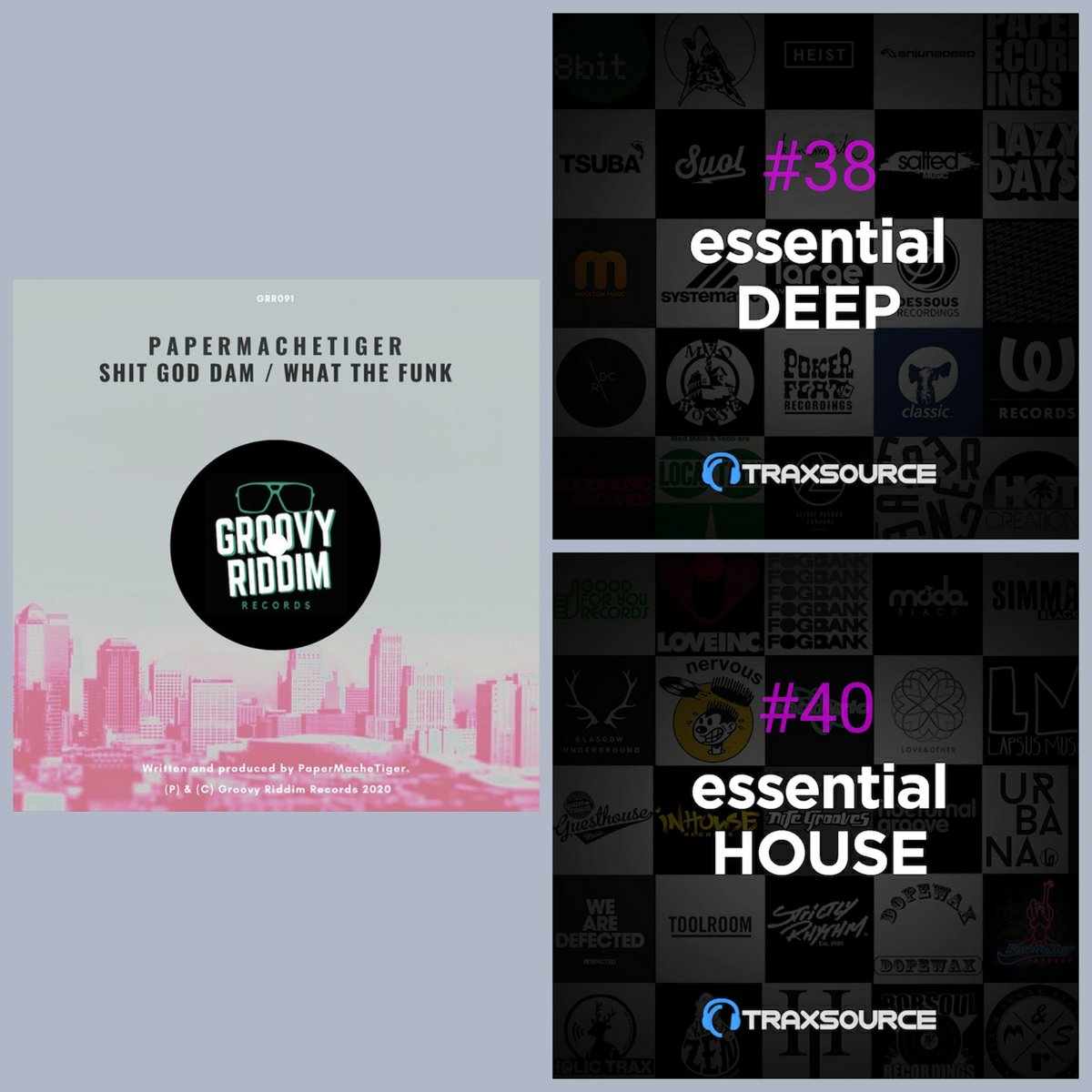 groovy_riddim's tweet photo. Our new Ep 'Shit God Dam / What The Funk' by #PaperMacheTiger appears today as one of the best Deep &amp; House releases of this week on @traxsource and both tracks have been included in the 'Deep Essentials' &amp; 'House Essentials' lists! [#38 &amp; #40]

Link: https://t.co/RqeWZdoboY https://t.co/yDvzK9zMRM