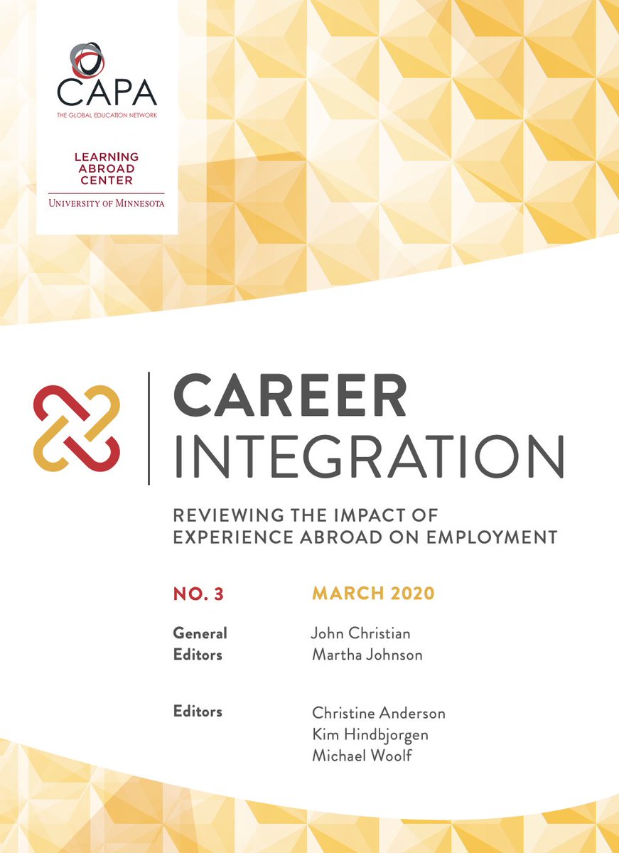 CareerIntegr8tn's tweet photo. Happy to announce that @UMabroad &amp; @capastudyabroad
published third “Career Integration” journal. It highlights conference info, sessions, and essays on impact of experiences abroad on careers. https://t.co/MV6g3hQCmk #careerintegration #UMabroad #UMNproud #CAPAstudyabroad https://t.co/hJA3KDZMlo