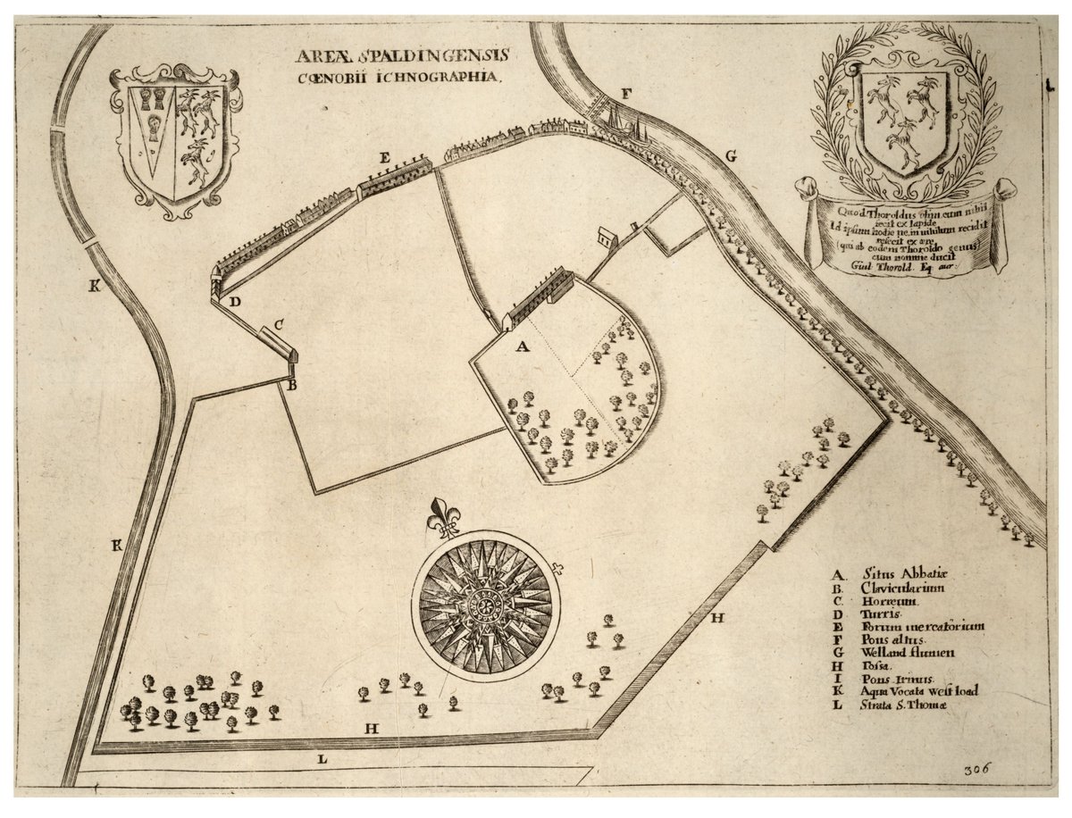 It stood on the other side of the River Welland to the parish church, and has been annihilated like no other major monastery. All we really know of it is this engraving by Hollar of the precinct that if we overlay it, gives us the general site of the abbey church on SH Council HQ