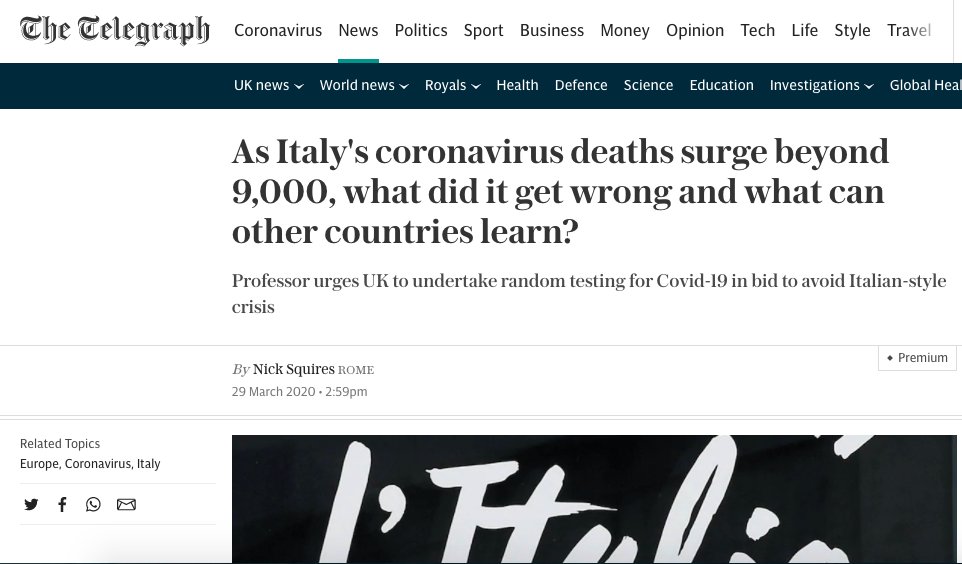 Keep staring at this graph from today's briefing, struck by how closely UK numbers (massaged down as they are) track Italy's, last month.How have so many deaths become normalised?Do you REMEMBER how the Boris-press was reporting the exact same situation in Italy last month?