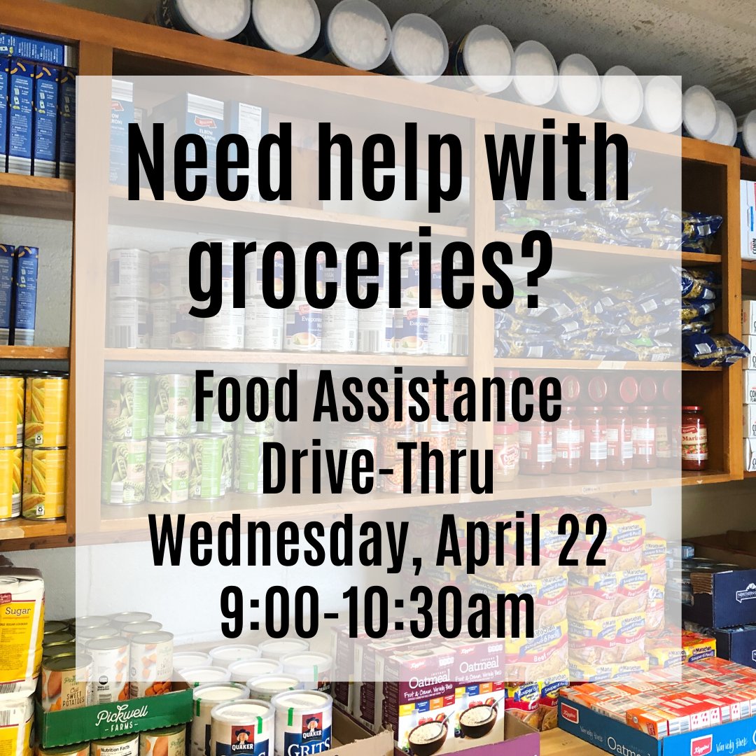 NorthMarChurch's tweet photo. Our Food Assistance Program will provide food on Wednesday, April 22 from 9:00-10:30am. Our team will bring food directly to your car. One bag per car. While supplies last. https://t.co/v8SKzI8aFK