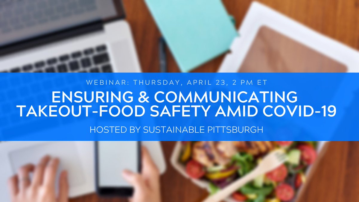 Join Sustainable Pittsburgh for a free webinar to learn COVID-19 food safety tips and best practices that can be implemented at your establishment to ensure that safety comes first. bit.ly/2Kkr8r9