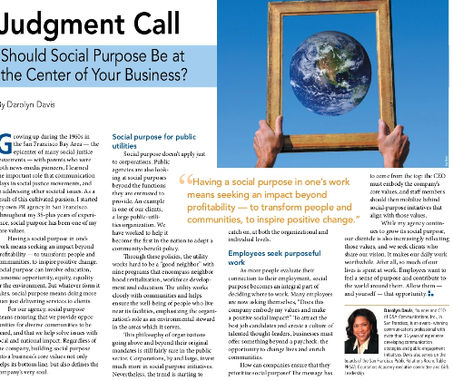 TheDavisImpact's tweet photo. Darolyn Davis, our founder/CEO, is featured in this month's PRSA issue with the theme of social purpose. Check it out! #SocialPurpose #JudgmentCall
https://t.co/NmaYEcf4nG https://t.co/FL3ZmkOmy3