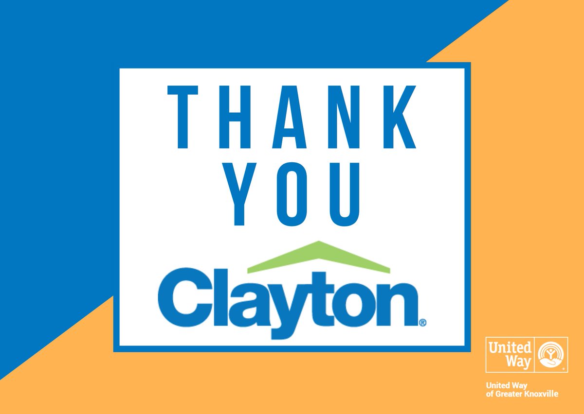 United Way of Greater Knoxville (@unitedwayknox) on Twitter photo We're THRILLED to announce that Pilot Company & Clayton Homes are each donating $50k to our #COVID19 Response Fund! This will have a HUGE impact on folks in our community.. THANK YOU for your dedication and generosity! <a href="/PilotFlyingJ/">Pilot Flying J</a> <a href="/ClaytonCareers/">Clayton Homes</a> We're THRILLED to announce that Pilot Company & Clayton Homes are each donating $50k to our #COVID19 Response Fund! This will have a HUGE impact on folks in our community.. THANK YOU for your dedication and generosity! <a href="/PilotFlyingJ/">Pilot Flying J</a> <a href="/ClaytonCareers/">Clayton Homes</a>