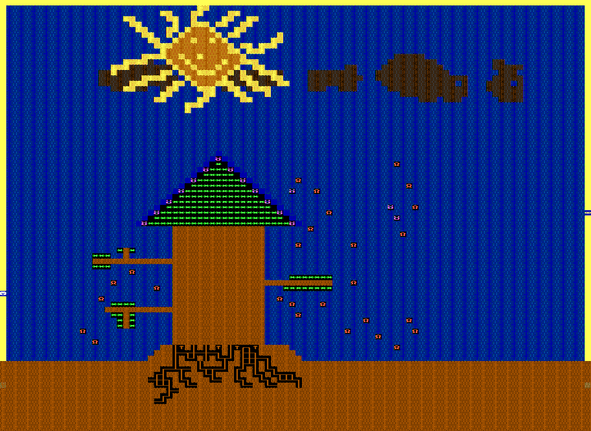 "The Attack" has a cool tree but those giant boards of scattered enemies play even worse in Super ZZT than the original