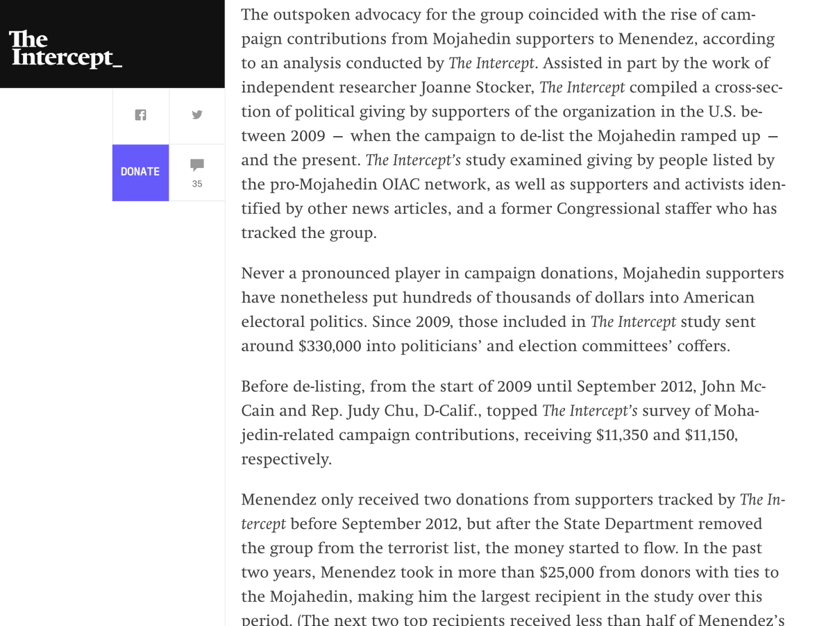 Andrew Viterbi contributed $100,000 to Leadership Alliance, Sen. Bob Menendez's super PAC. Menendez supports making it federal crime for citizens to encourage boycotts of Israel. He's advocated for People's Mujahedin of Iran (MEK), a terrorist group.  https://theintercept.com/2015/02/26/long-march-yellow/