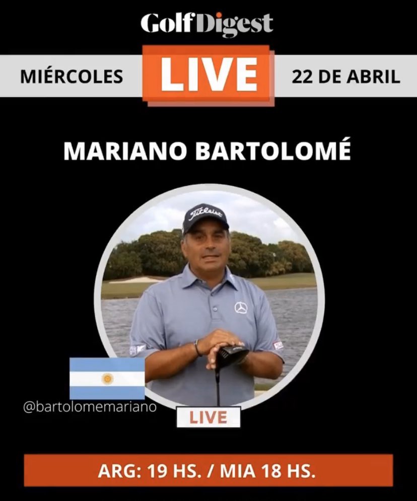 Los invitamos a compartir una charla con <a href="/MBartolomeGolf/">Mariano Bartolome</a> , uno de los coach más importantes de América Latina, actual profesor de <a href="/piguromero/">Andres Romero</a> , <a href="/gfcgolf/">Gonzalo Fdez-Castaño</a> y <a href="/MariaJoUribe/">Maria Jose Uribe</a> , entre otros.
▶️ Instagram/golfdigestarg ◀️
⛳️📺