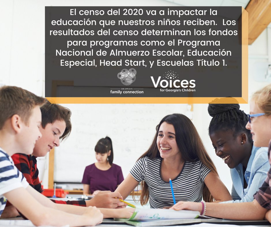 RockdaleSchools's tweet photo. El Censo afectará la educación de nuestros hijos - Determinara el financiamiento federal que GA recibe para programas como Almuerzo Escolar Nacional, Título I, Educación Especial y Head Start https://t.co/WGrpsHiinH #2020Census #everyonecounts #RockdaleCounts #Georgiacounts https://t.co/3vBUuJdOSx