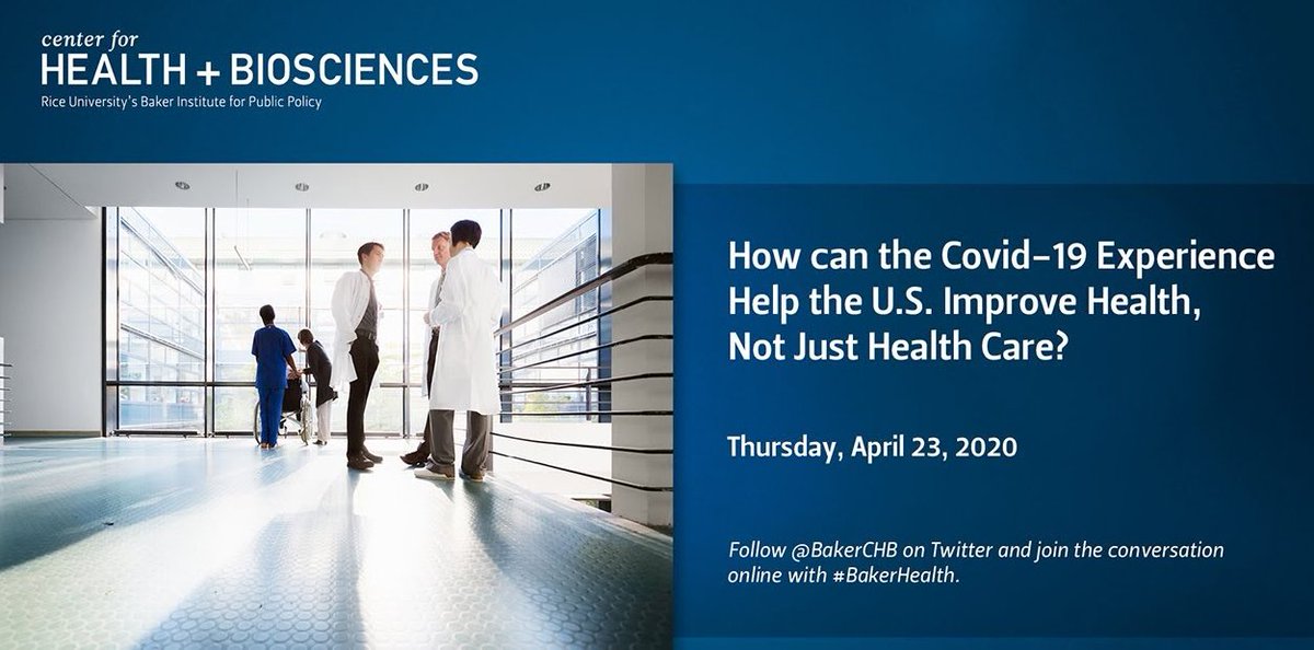 Health4Texas's tweet photo. How can the #Covid19 experience help the U.S. improve HEALTH, not just health care? Hint: It's all about priorities.
Don't miss EHF's @elenamarks presentation w/ @BakerInstitute & @BakerCHB Thursday!
#HealthNotJustHealthCare #BakerHealth #SDOH
Register: https://t.co/rxataG2OKh https://t.co/yHoGdBrucC