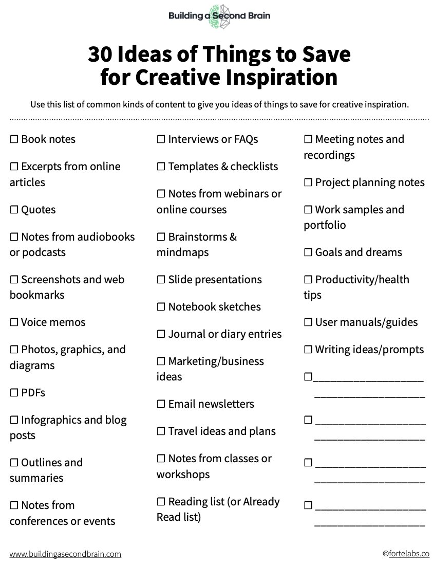 6/ Don't know where to start? Here are 30 ideas of things to save for creative inspiration.