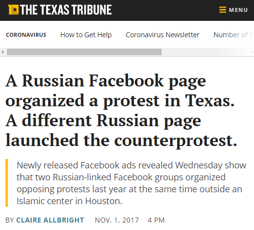 2016 is the better reference point for right now than 2009, because in 2016 Russian propaganda (working in concert with Republican organizations like the NRA) actually fomented real life "protests" in America.