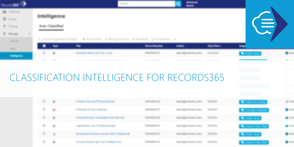 RecordPoint's tweet photo. What is #ClassificationIntelligence?

We use #MachineLearning to look at the metadata &amp; content of a document, thus determining the file plan category.

This helps organizations get value and control back on their uncategorized data. 
https://t.co/nBSUqHfIKt https://t.co/5TQEoIVO40