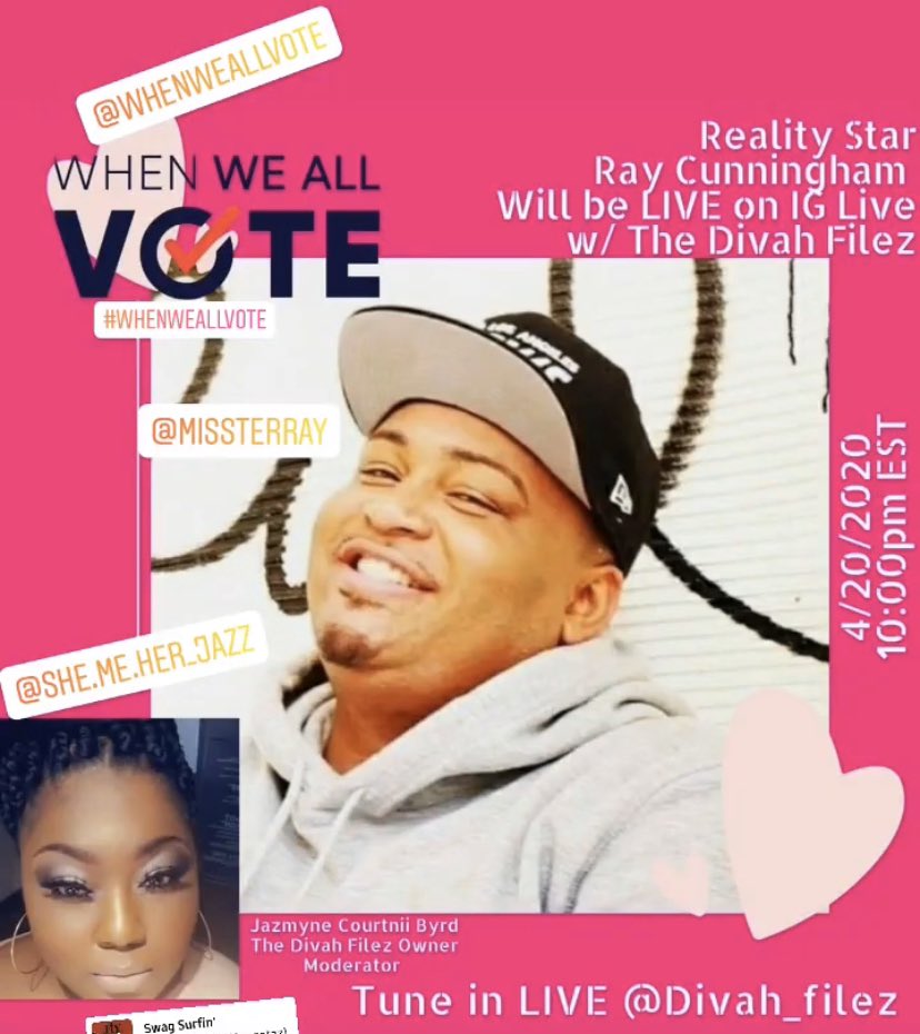 Missterray804's tweet photo. TONIGHT @AmaraLaNegraALN & I will be participating with @whenweallvote for their #COUCHPARTY with #thedivahfilez on IGLIVE to discuss #HBCU students getting registered to #vote & getting out to vote. If you have not registered to vote head on over to https://t.co/IF9aENnCgH https://t.co/AB6OO6jpqh