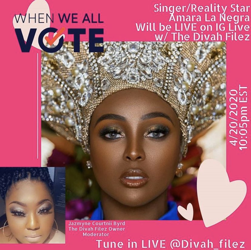Missterray804's tweet photo. TONIGHT @AmaraLaNegraALN & I will be participating with @whenweallvote for their #COUCHPARTY with #thedivahfilez on IGLIVE to discuss #HBCU students getting registered to #vote & getting out to vote. If you have not registered to vote head on over to https://t.co/IF9aENnCgH https://t.co/AB6OO6jpqh