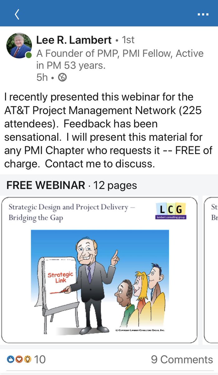 lcgpmp's tweet photo. From @leerlambert LinkedIn. #pmi #pmp #pdu https://t.co/yit2Nk0zuv