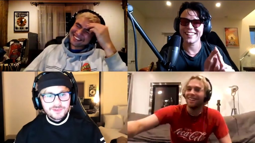 shamelesslyanya's tweet photo. calum looked so cute and was so giggly in the #spillingthequarantea livestream and I’m LIVING FOR IT https://t.co/1RRsoRGHE7