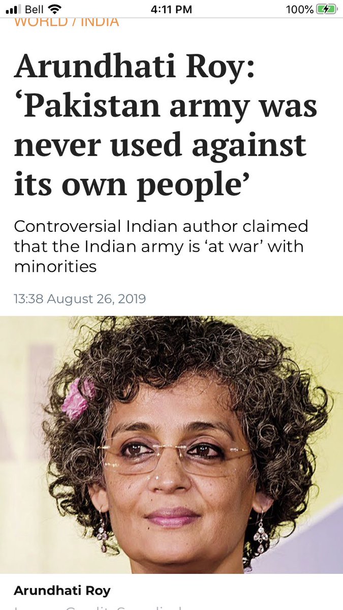 Shameless #ArundhatiRoy claims Pakistan has nvr deployed its military against its own people. Was she blind & deaf when 3M died in Bangladesh genocide by PakArmy in 1971? Is she unaware of #Balochistan?  She is literally reading off an ISI briefing note. Dumb aunty, heal thyself.