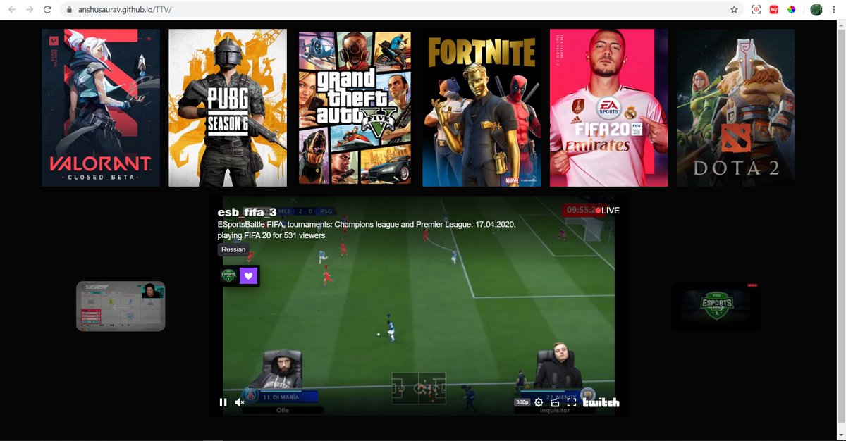 anshusaurav's tweet image. anshusaurav.github.io/TTV/
Playing with Twitch API.
Features added to the last version.
Asynchronous Image Load.
Netflix Style Carousel using HTML and CSS.
Using CSS Variables for Tooltip
Working on Stackoverflow styled search with options. 
@AltCampus
#AsyncJs
#TwitchAPI