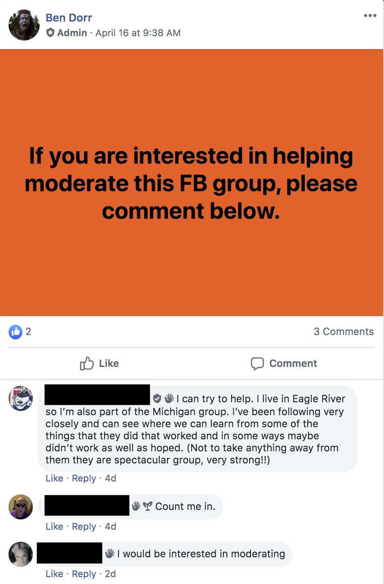 I will assume they're not paying these folks who are volunteering to moderate their grifter Facebook groups.