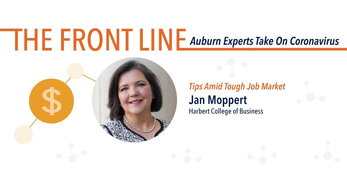 AuburnU's tweet photo. 💼With job offers being rescinded amid the coronavirus pandemic, it’s important for candidates to network virtually.
#Auburn’s Jan Moppert addresses the tough job market+offers tips on how graduates can set themselves up for success.
➡️Her #ExpertAnswer: https://t.co/NMfEulrYgt https://t.co/VT6yI6PRgp