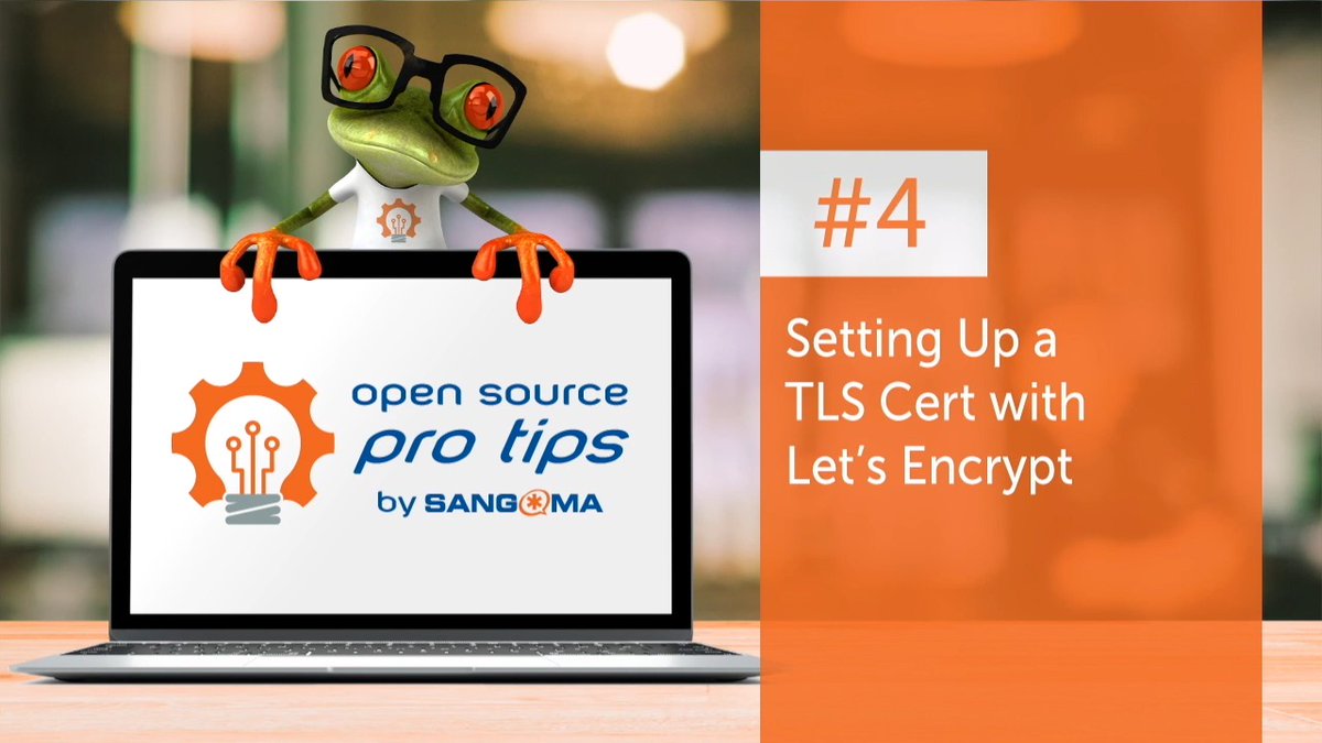 FreePBX's tweet photo. It's here! For the fourth video in our #OpenSourceProTips series, @LorneGaetz shows you how to set up a TLS cert with Let's Encrypt. Watch now at https://t.co/EAsooWNyKt #FreePBX #Asterisk #OpenSource https://t.co/wvDqraRnlM