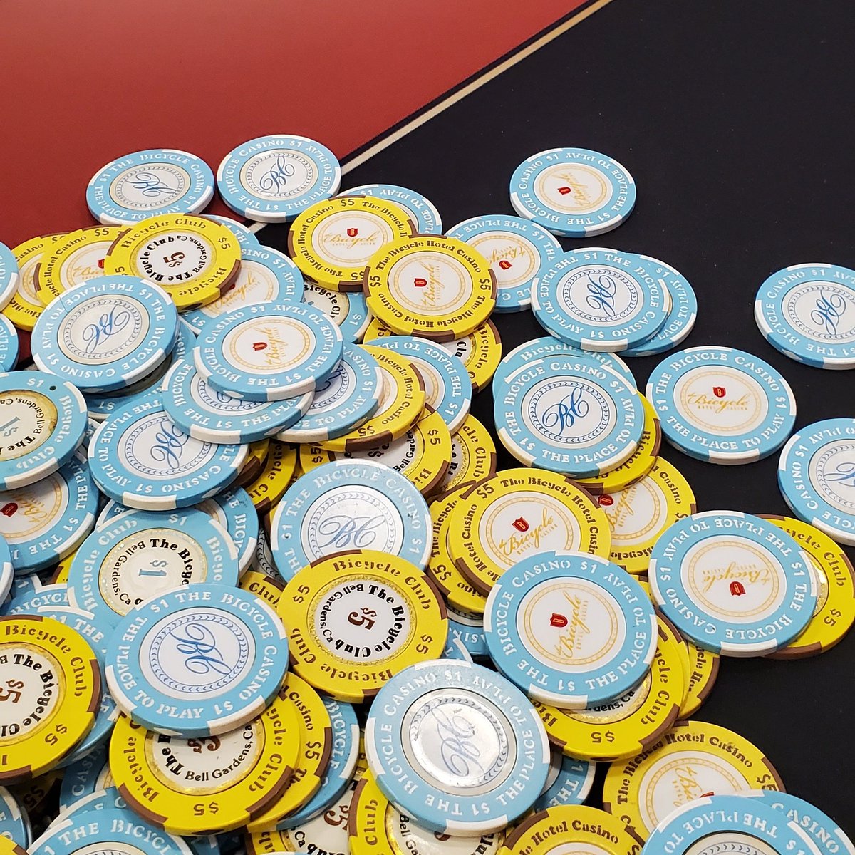BicycleCasino's tweet photo. A friendly reminder to bring in your Bike chips tomorrow for disinfection! Our Cage Cashier is open Tuesdays 10AM-4PM. We will enforce CDC recommended Social Distancing protocols for the safety of our employees and patrons. #cleanchips #bicyclecasino #disinfectionservices https://t.co/KJPN0lxf9l