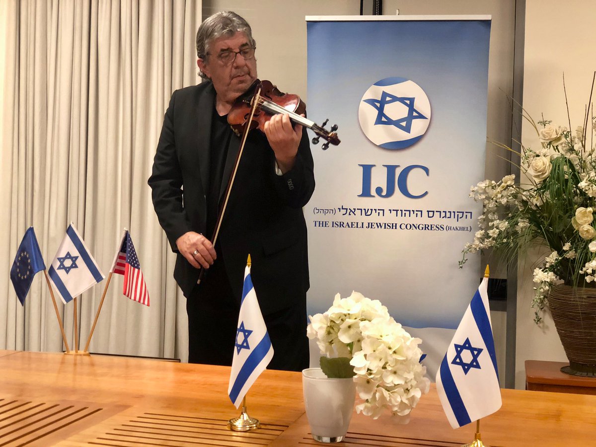 So, let me tell you about tonight (and please read to the end) ...As part of the  #YomHaShoah ceremony,  @israelicongress hosted at our office the incredible, amazing, world renowned  #Israeli violinist  #MirelReznic.1/