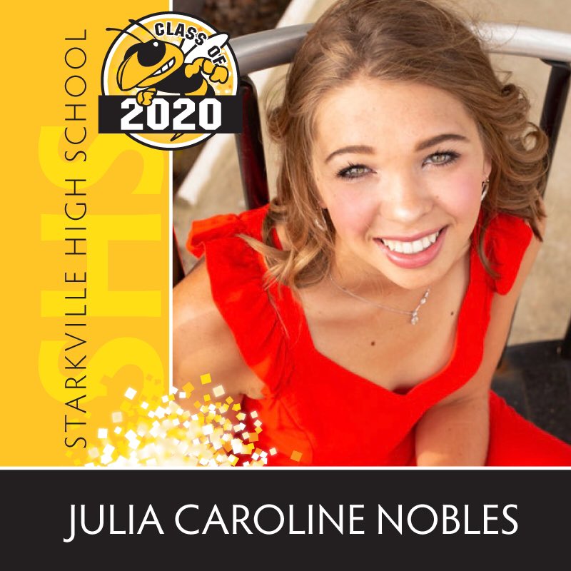 StarkvilleSD's tweet image. Help us celebrate #SHSClassof2020 graduate: JULIA CAROLINE NOBLES
After graduation, Julia will be attending @msstate 

Share your congrats in the replies &amp;amp; read more at Instagram.com/jacketseniorcl…
#StarkvilleSpark #JacketNextLevel