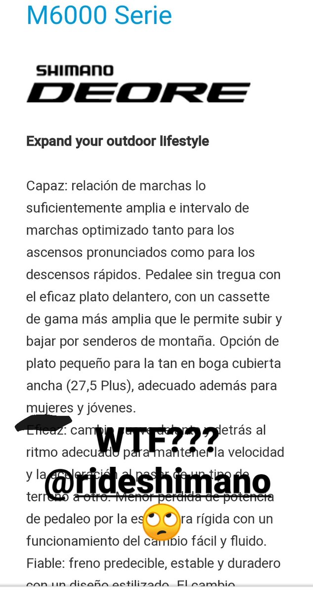 RamonSagues's tweet photo. ¿¿¿Sexo débil @ShimanoMTB, @RideShimano??? 🤔 https://t.co/V6mLjEmRQn