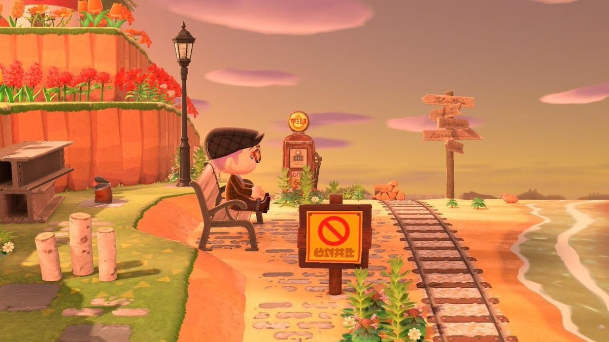 63. Un passage de chemin de fer (Source :  https://www.reddit.com/r/AnimalCrossing/comments/g4qbqt/inspired_by_a_tweet_i_saw_an_abandoned_train/)