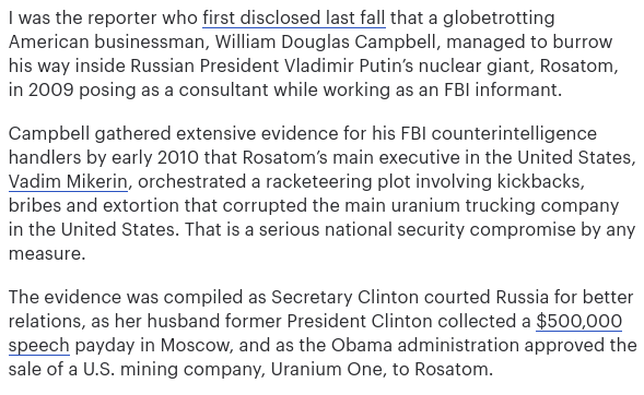 Even though informant in Uranium One case allegedly had evidence to provide of corruption in 2010, it wasn't until 2018 he testified. Love him or hate him, this was a John Solomon exclusive in 2018. He was asking critical questions. ?s still unanswered.  https://thehill.com/opinion/white-house/409356-fbis-37-secret-pages-of-memos-about-russia-clintons-and-uranium-one