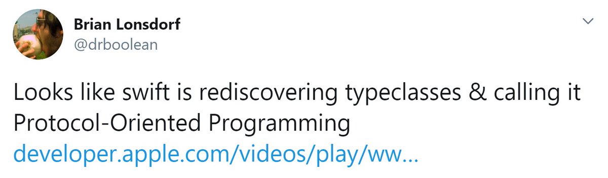 code_report's tweet image. Q: Any response to @drboolean&apos;s point (from Episode &quot;I Am Not Full of Beans! on the @MagicReadAlong podcast) that Swift just copied #typeclasses from #Haskell and said they invented protocols? Listen to that podcast here: magicreadalong.com/?offset=148122…