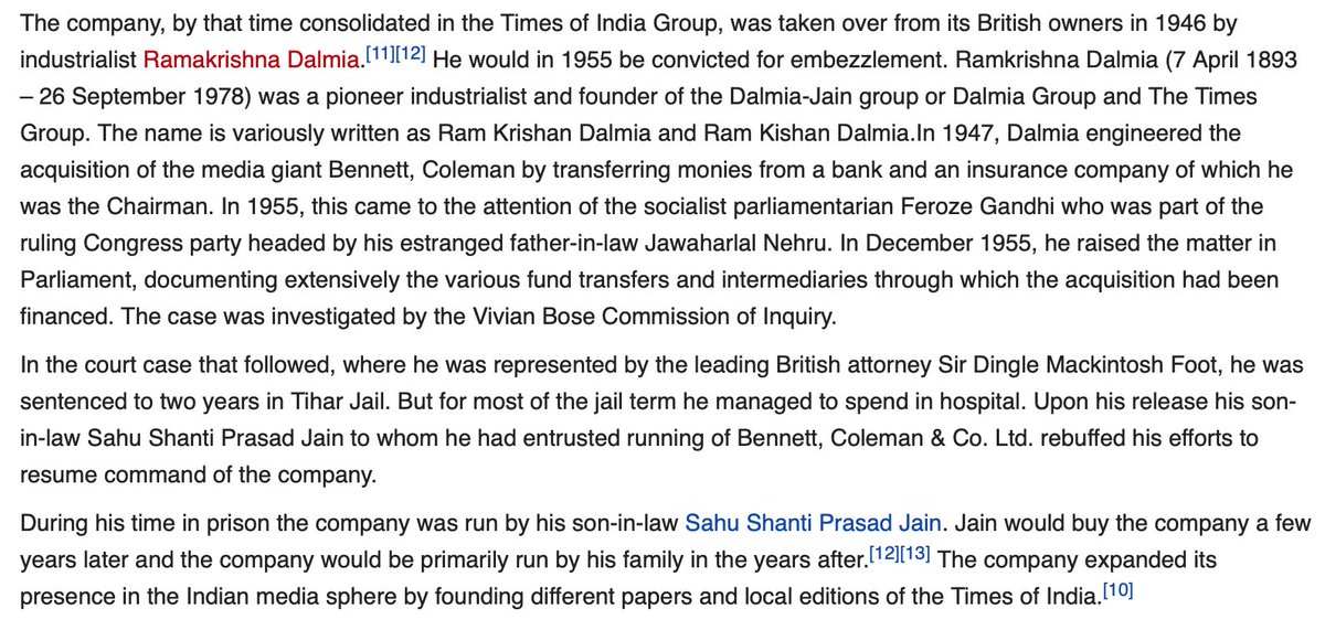A little background on The Times Group ownership which is privately owned & operated by the Jain family.