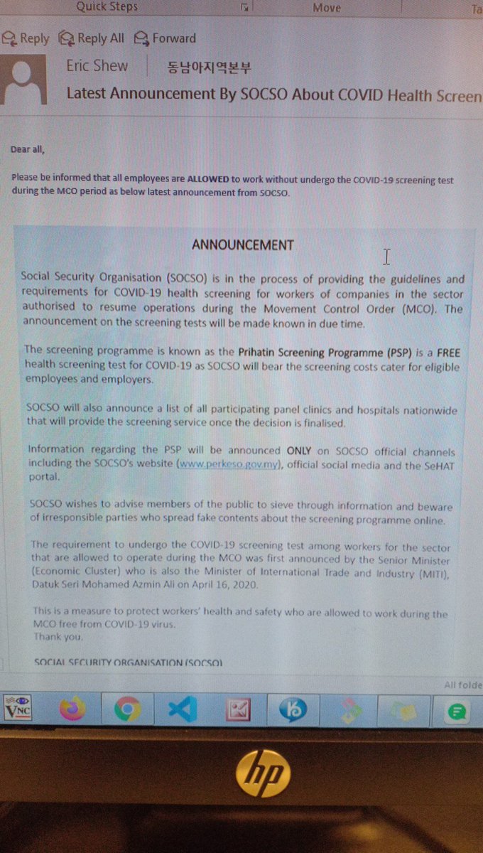 Miti Malaysia On Twitter Salam Untuk Makluman Setiap Pekerja Perlu Menjalani Screening Test Covid 19 Dan Pada Ketika Ini Perkeso Dalam Process Menyediakan Garis Panduan Terima Kasih Https T Co J7yvhom7td