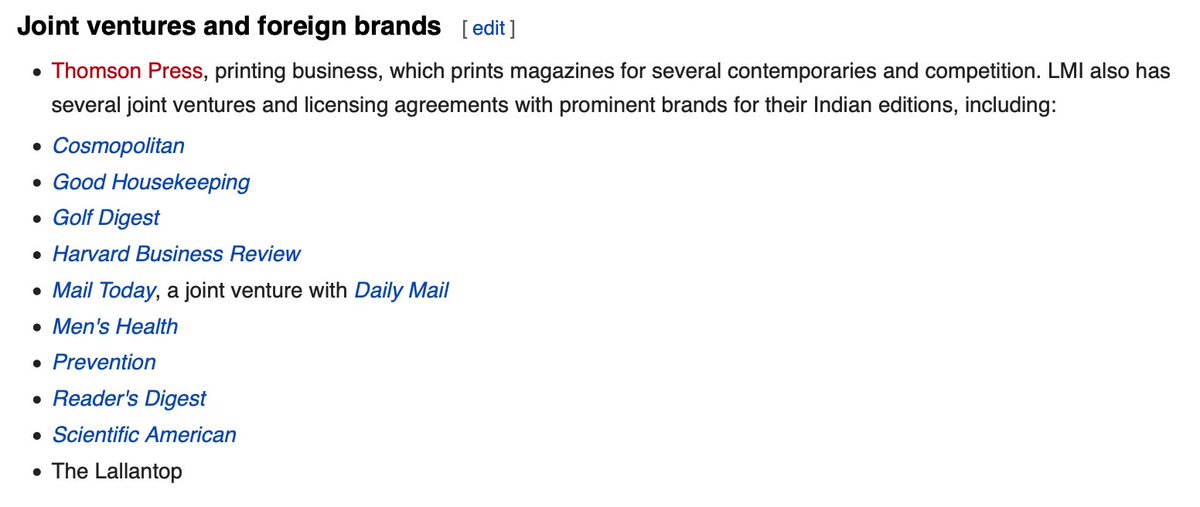 Joint ventures and foreign brands of the India Today Group.