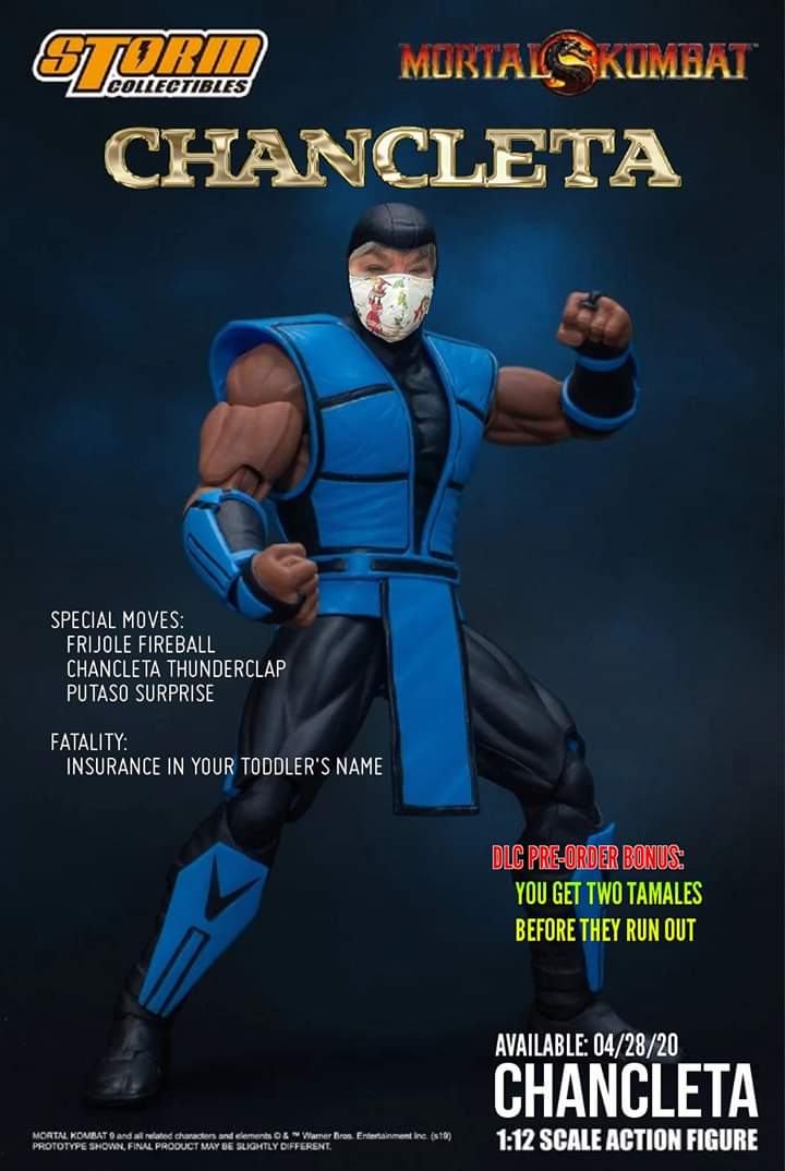 panicattack87's tweet photo. @noobde @MortalKombat My mom came to check on me with her mask on looking like a hidden character. I'm Mexican by the way so anybody planning on getting offended can eat a bag. https://t.co/dQIq92w31v