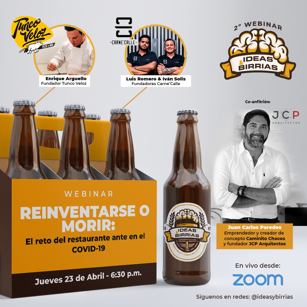 2do. Webinar de <a href="/ideasybirrias/">ideasybirrias</a>  este Jueves 23 de Abril. No te pierdas este nuevo encuentro virtual entre amigos y prepara tu birria. <a href="/CarneCalle/">Carne’Calle</a> <a href="/tuncoveloz/">Tunco Veloz pizzeria</a> - Link de registro: forms.gle/wbhqv9qiVCZeZw…