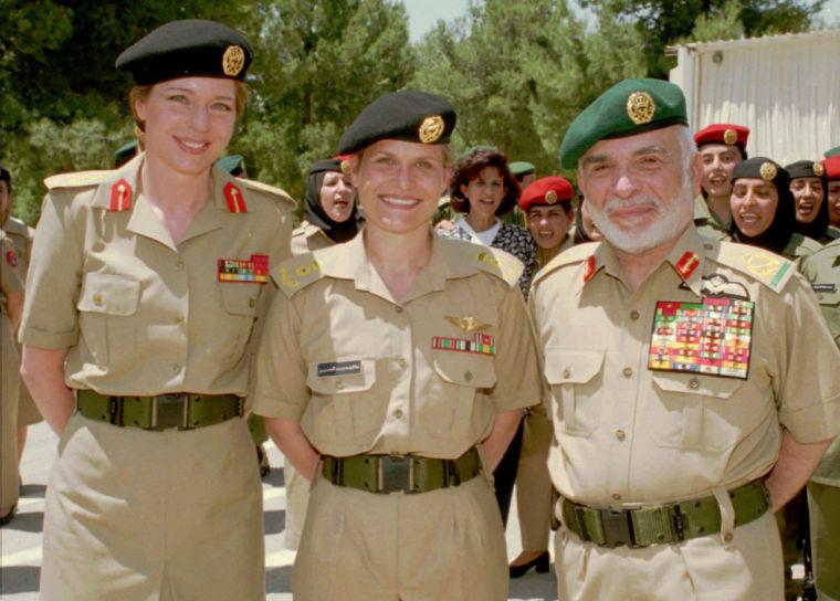 45. Jordan's King Hussein, right, poses for a picture along with his American-born wife, Queen Noor, left, and his daughter, Princess Aisha. "Major General Her Royal Highness Princess Aisha bint Al Hussein of Jordan appeared at Mayo Civic Center..."