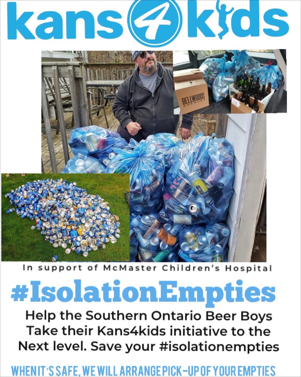 SOBeerBoys's tweet photo. Those that follow us know we like to do some good for the folks at @hamhealth @mch_childrens .Lets turn this CV-19 into something +ve. U may be drinking a few more brews these days, so save the empties for us! We’ll donate the returns to help the folks on the frontlines! #retweet https://t.co/xrKblwvAxt