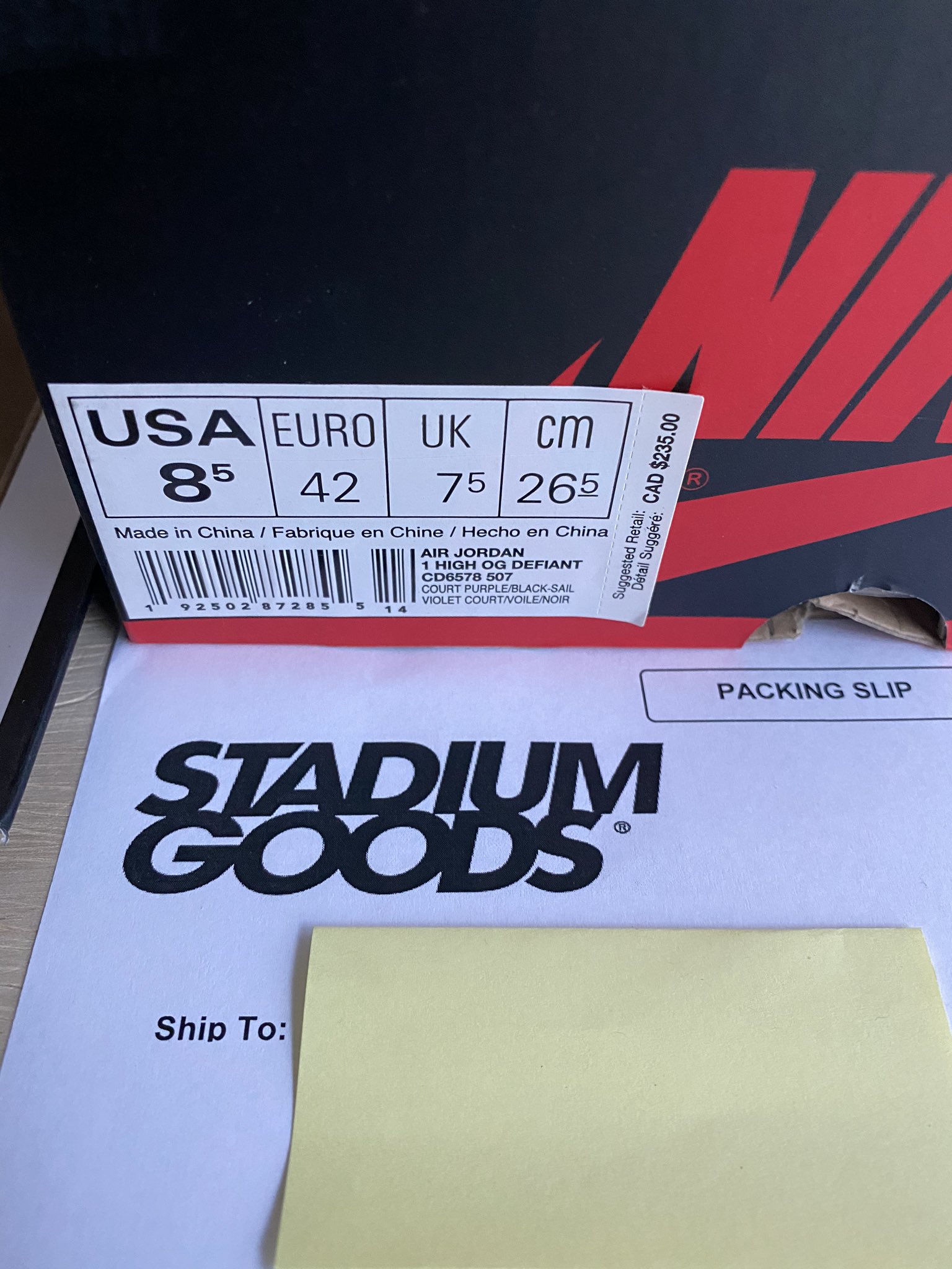 stadium goods tag