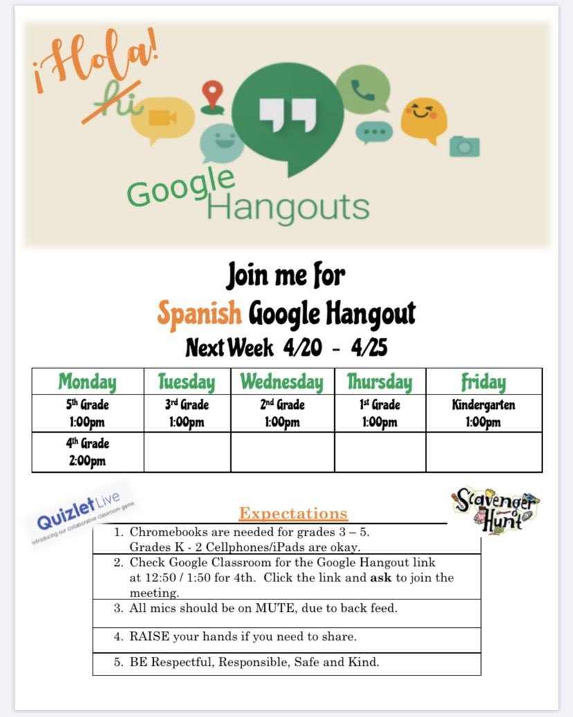 Today I hosted my 1st 🇪🇸 Google Hangout with my #palisd kids and it was so much fun! I am looking forward to more engaging meets this week. Let’s Go #remotelearning we got this! #palilearns #spanishteachers #earlylang