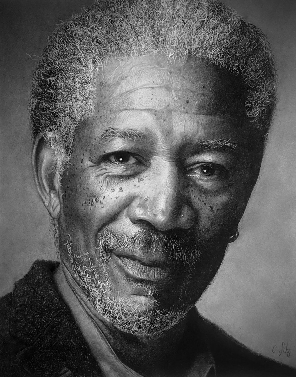 chrisfitzart's tweet photo. #pencildrawing #chrisfitzart #morganfreeman #graphite #charcoal https://t.co/UrSWHlHYyF