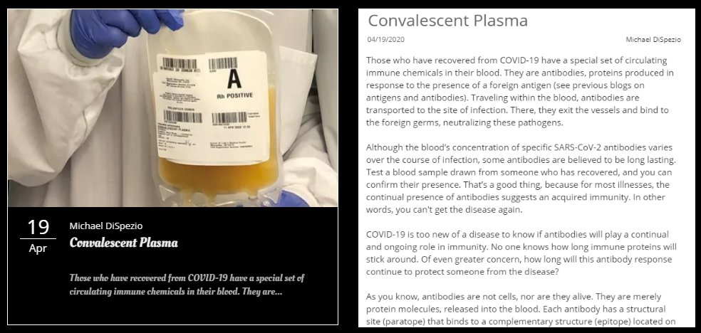 mdispezio's tweet photo. Can blood of someone with #COVIDー19 protect you from the virus? Learn about #convalescentplasma and if its #SARSCoV2  #Antibodies might help treat #coronavirus disease. Latest blog https://t.co/U3kjv6hnw5  #edchat #learning #k12 #elearning #FlipClass #highschool #scienceteacher https://t.co/frUSJJgL37