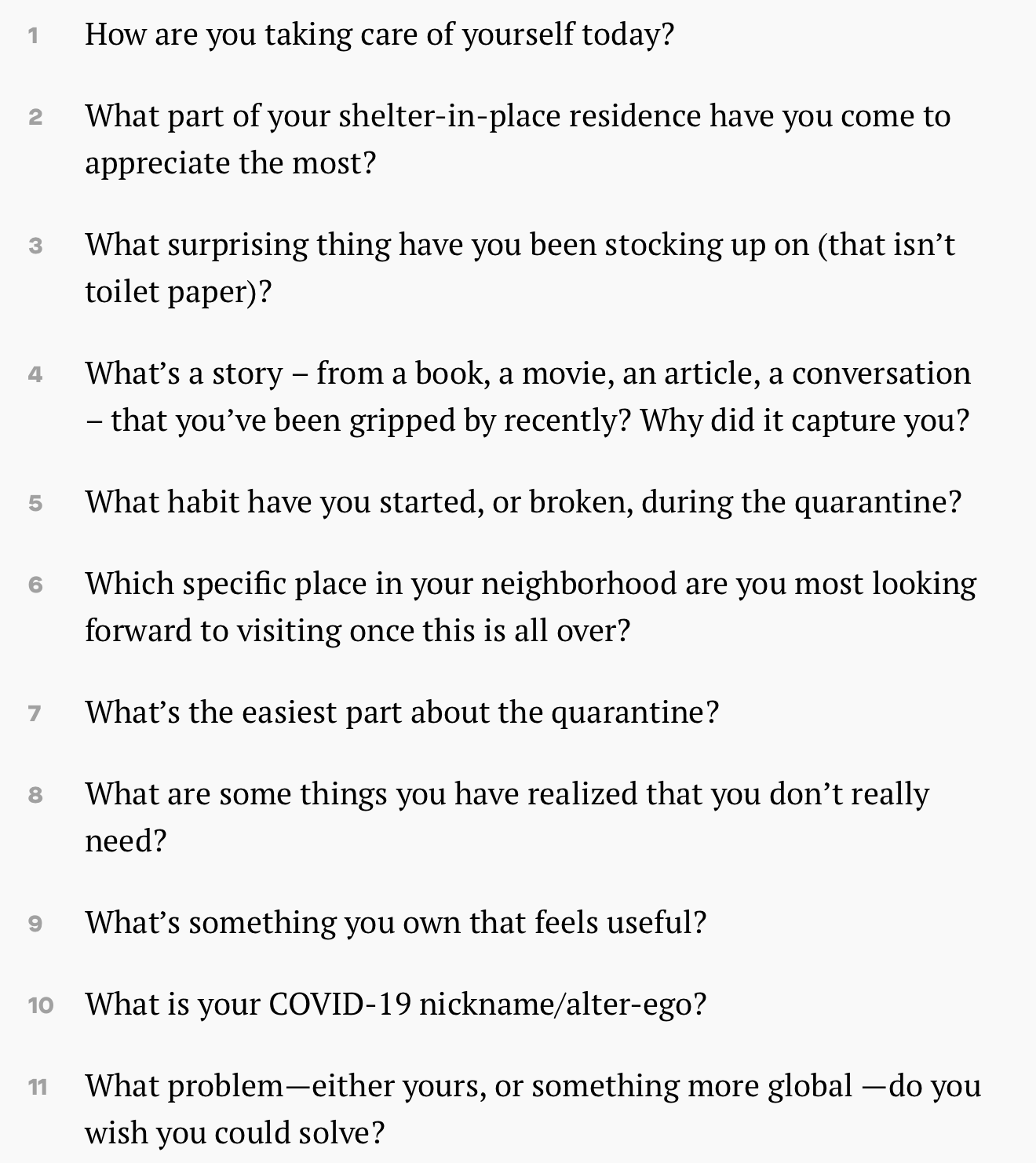 Daniel Pink on X: 20 questions to ask instead of “How are you doing right  now?”  (via @elizabethw723)   / X